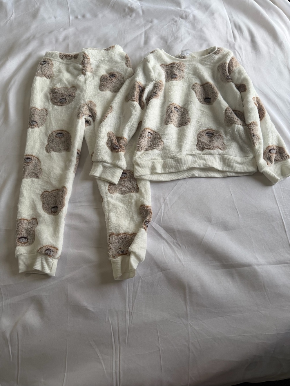 Cozy Cream Teddy Bear Kids Pajama Set